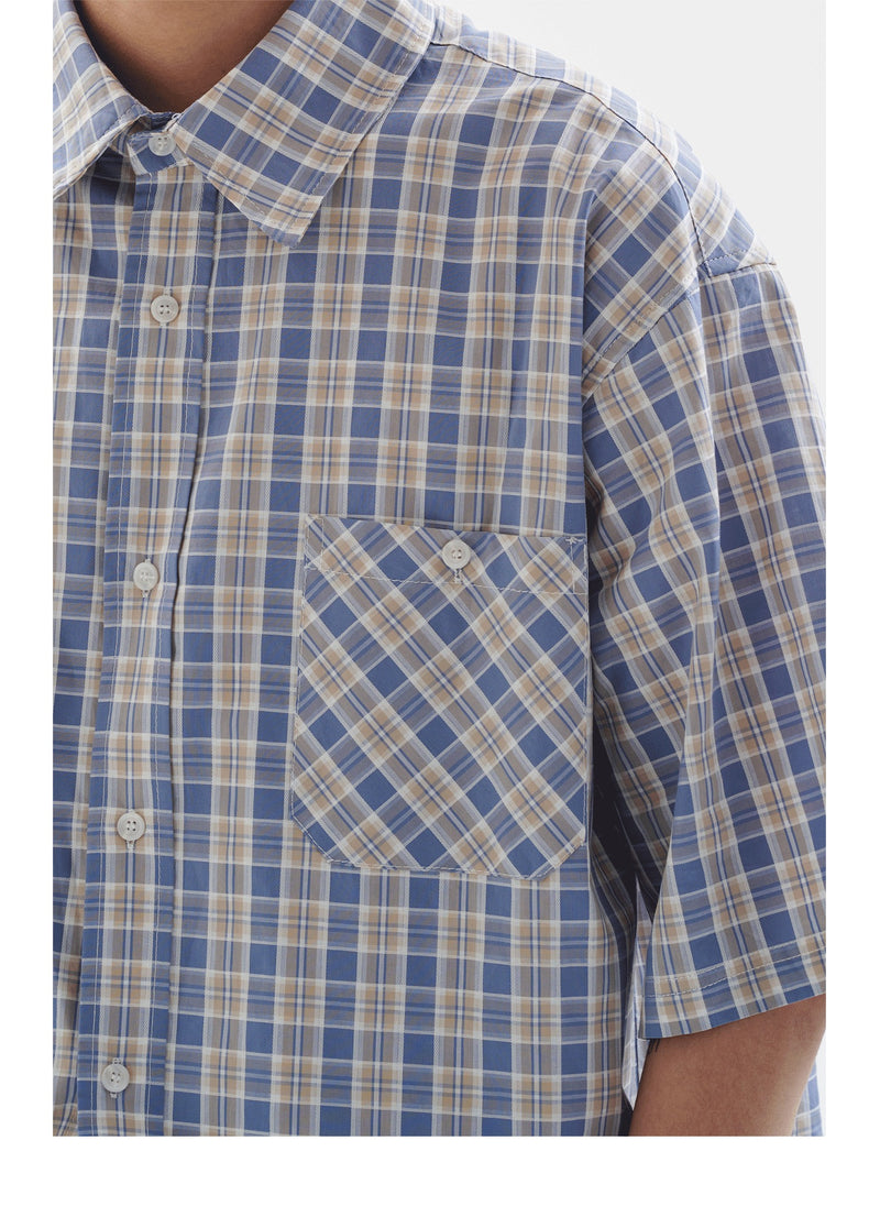 BUTTBILL 宽松版型格纹衬衫 B2220