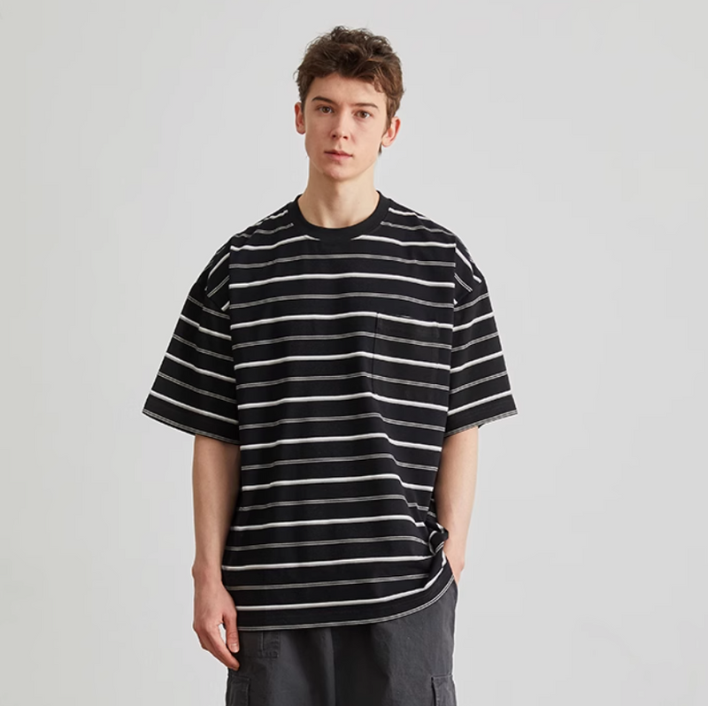 VAVUES Relaxed Fit Border T-Shirt B3950