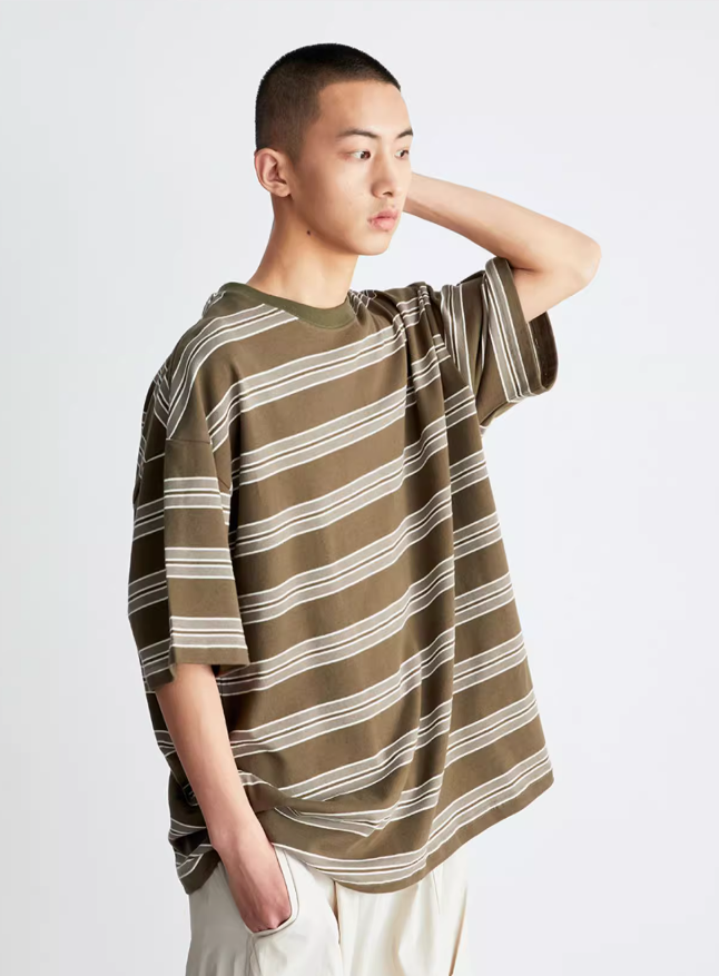 VAVUES Relaxed Fit Border T-Shirt B4264