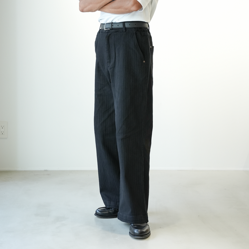 【1週間以内にお届け】Washed cotton stripe pants B4995