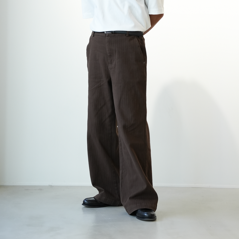 【1週間以内にお届け】Washed cotton stripe pants B4995