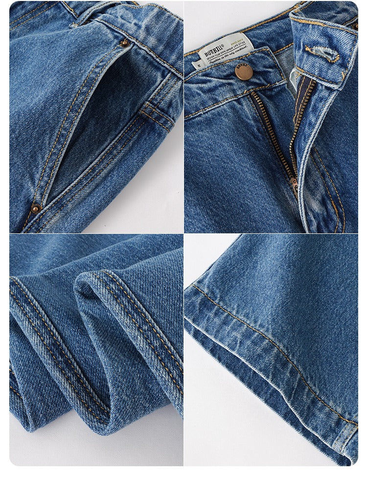 BUTTBILL Washed Straight Jeans B2850