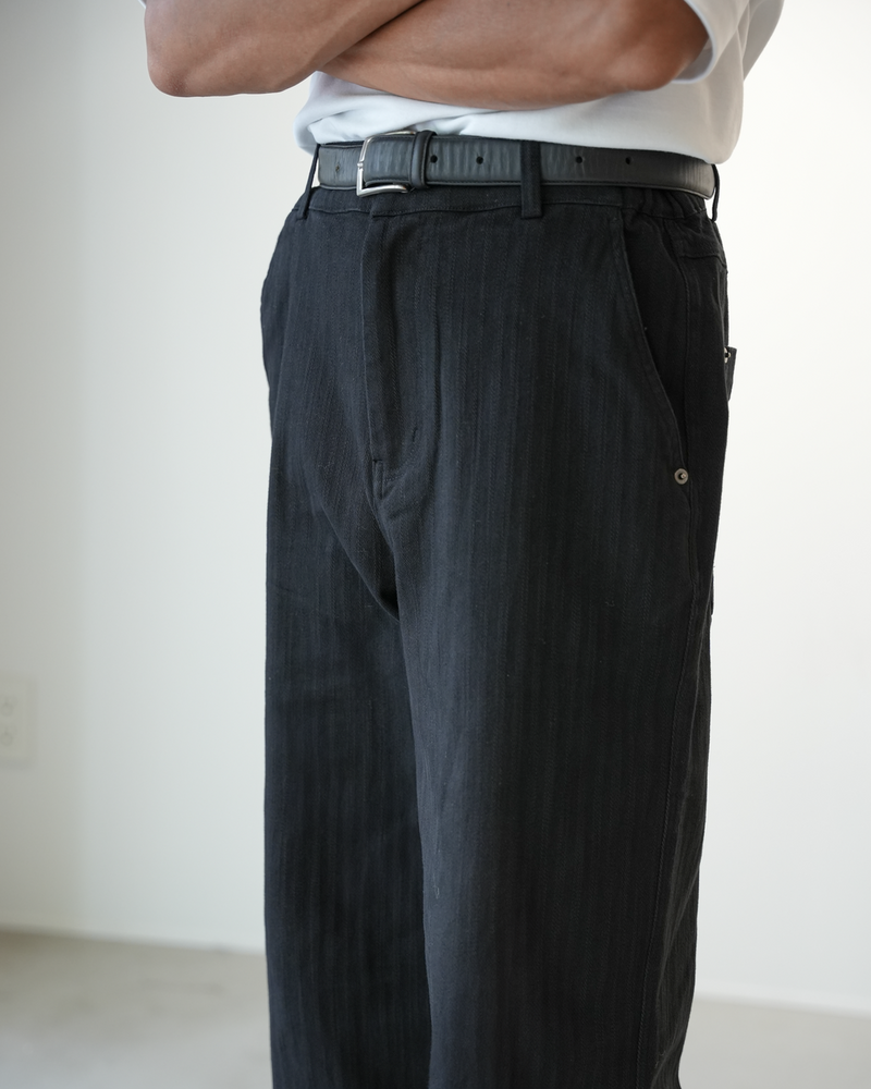 【1週間以内にお届け】Washed cotton stripe pants B4995