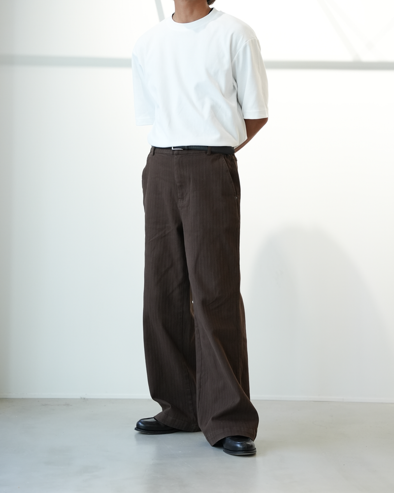 【1週間以内にお届け】Washed cotton stripe pants B4995