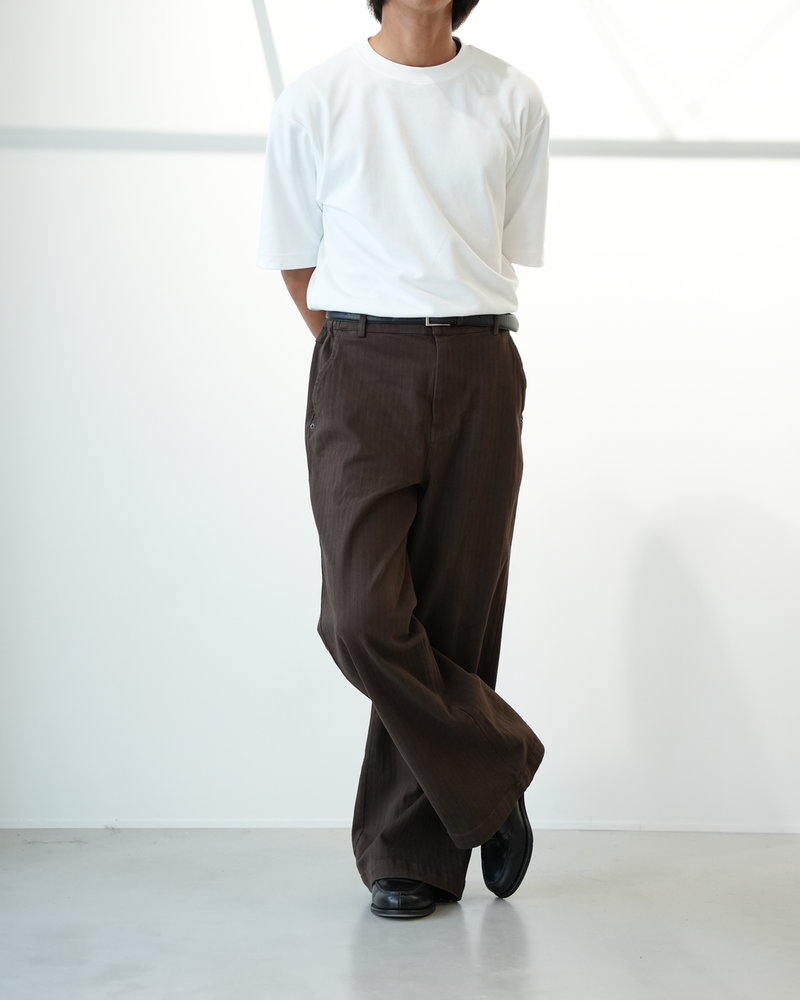 【1週間以内にお届け】Washed cotton stripe pants B4995