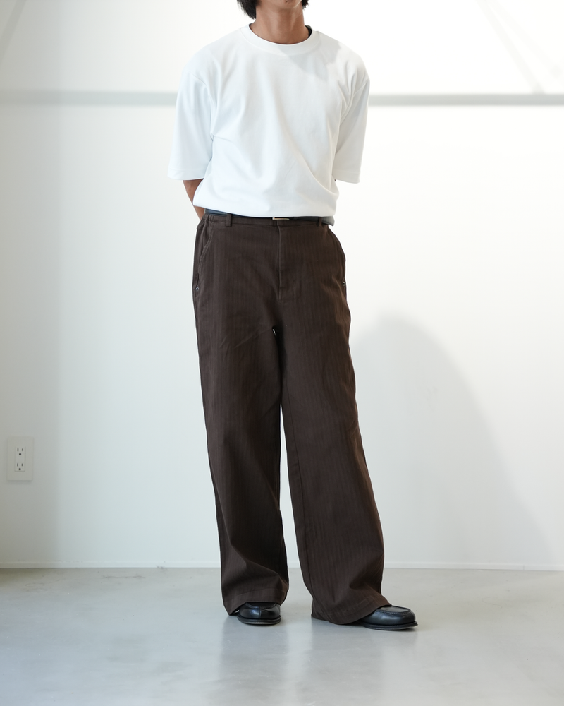 【1週間以内にお届け】Washed cotton stripe pants B4995