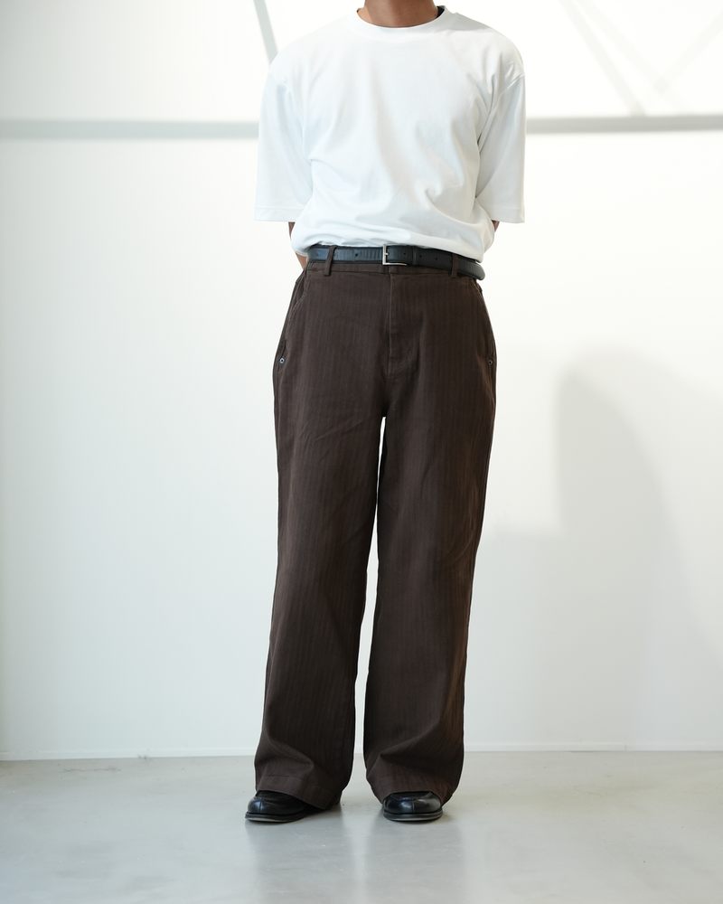 【1週間以内にお届け】Washed cotton stripe pants B4995