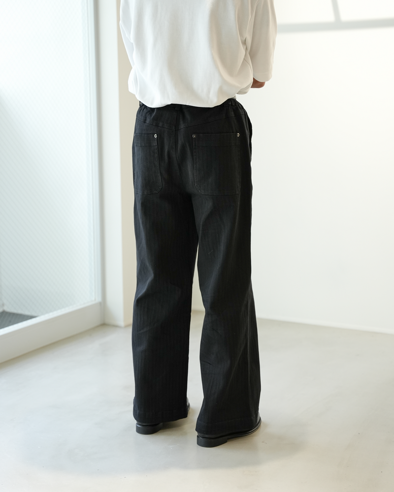 【1週間以内にお届け】Washed cotton stripe pants B4995