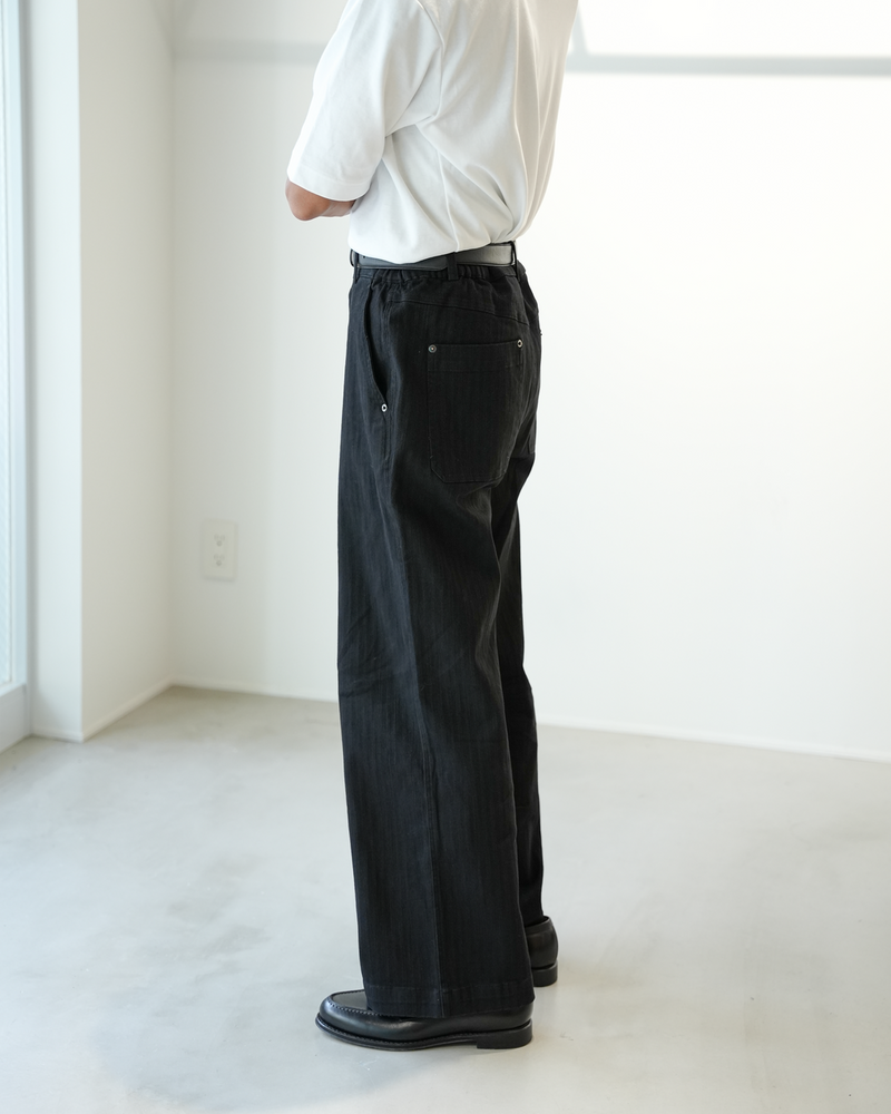 【1週間以内にお届け】Washed cotton stripe pants B4995