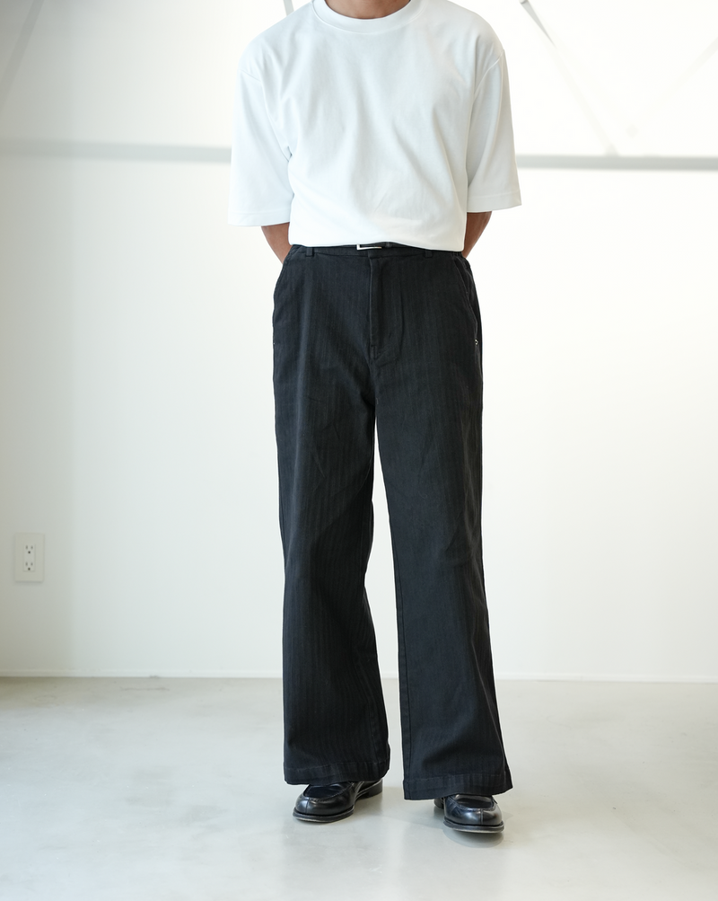 【1週間以内にお届け】Washed cotton stripe pants B4995