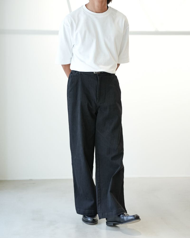 【1週間以内にお届け】Washed cotton stripe pants B4995