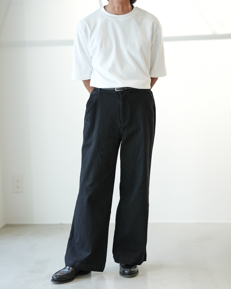 【1週間以内にお届け】Washed cotton stripe pants B4995