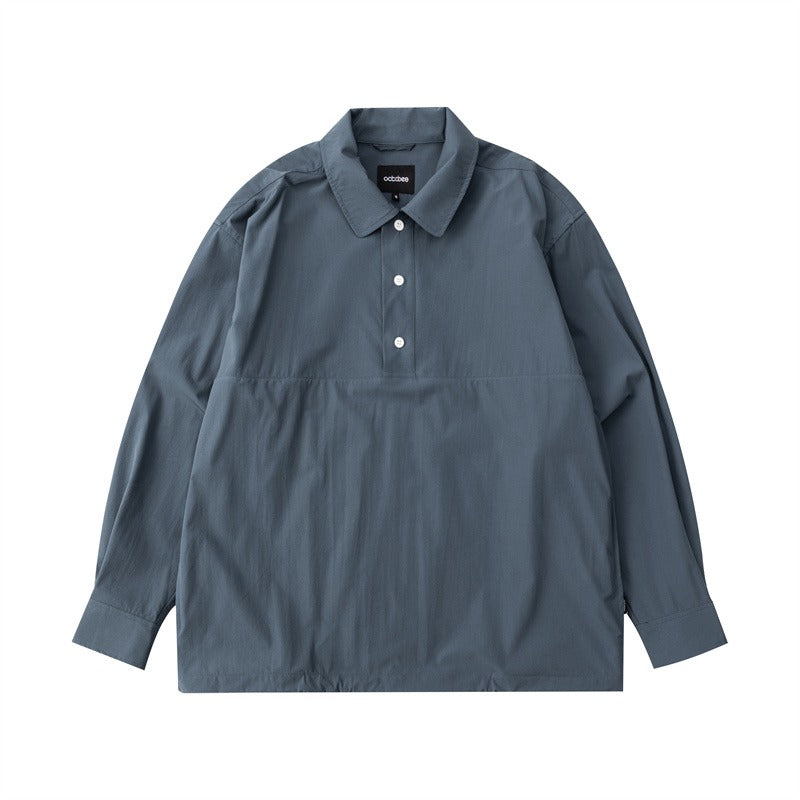 OCTOBEE リラックスフィットハーフスナップシャツ B2608