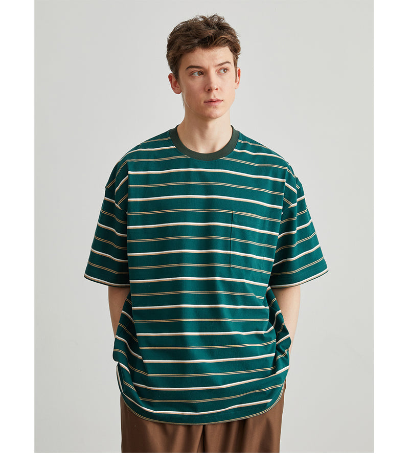 VAVUES Relaxed Fit Border T-Shirt B3950